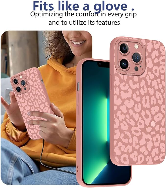 Cute Pink Cheetah Print Phone Case for iPhone 13 Pro 6.1" | Aesthetic Leopard Pattern Design Cover Full Camera Lens Protective Shockproof Soft Slim TPU Funda for Women Girls - Image 7