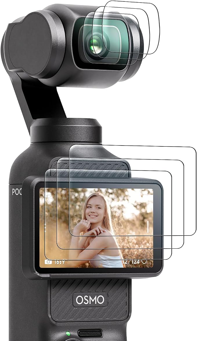 AMAZEAR Lens Screen Protector for DJI Osmo Pocket 4/3 / Xtra Muse (6 Pack), Pocket4 Accessories Tempered Glass Screen Protector OLED Display, Full Protection, Ultra HD, 9H Hardness, Scratch Resistant by YourProPhotoGear