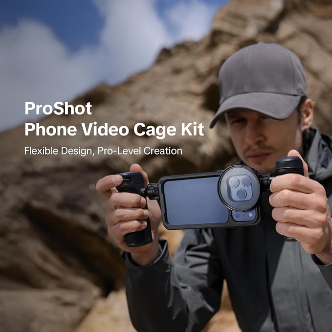 PGYTECH ProShot Phone Video Cage for iPhone 17 Pro, Dual Handheld Kit | Quick Release Phone Rig with Bluetooth Remote, Aluminum Phone Cage with Cold Shoe 67mm Filter Ring for Vlog/Video Recording - Image 2