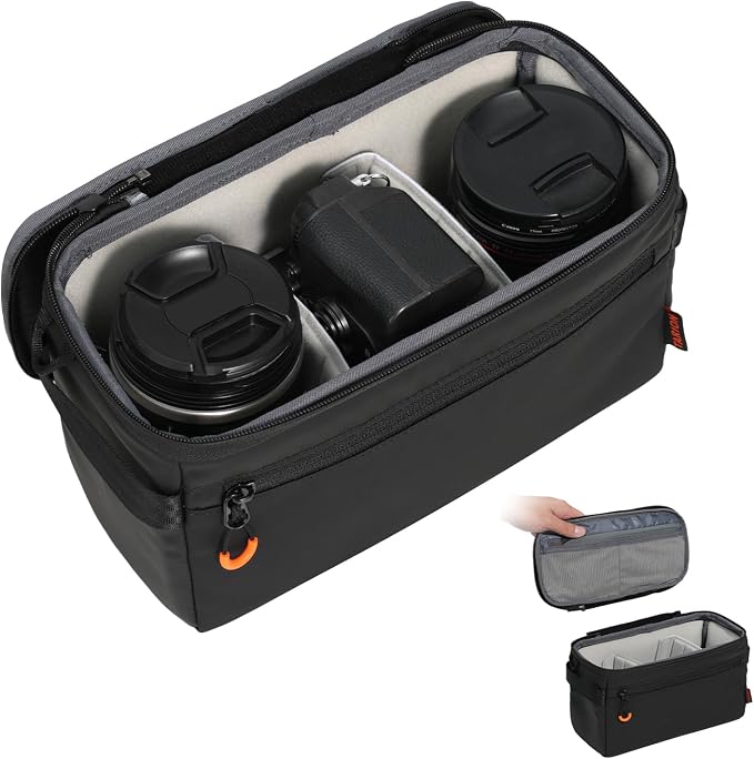 TARION Padded Camera Insert Bag Protective Framed DSLR Inner Case Organizer | Fits 1 Camera and 2 Lenses - Removable Lid Compatible for DSLR SLR Mirrorless Cameras ShellCore XS by TARION
