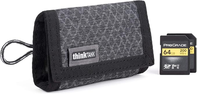 Think Tank Secure Pixel Pocket Rocket Mini Folding Wallet for 4 CFast or 4 CF Express Type B Memory Cards (Black Slate) by ThinkTankPhoto