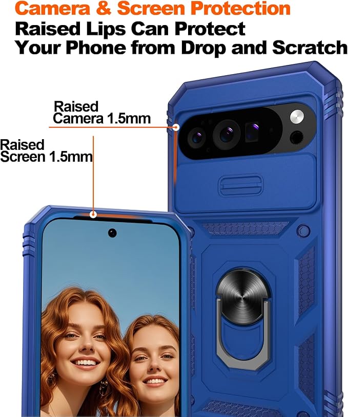 Gritup for Google Pixel 10 Pro XL Case with Screen Protector*2 | Magnetic Stand & Slide Camera Cover, Shock Proof Military-Grade Phone Case, Blue - Image 5