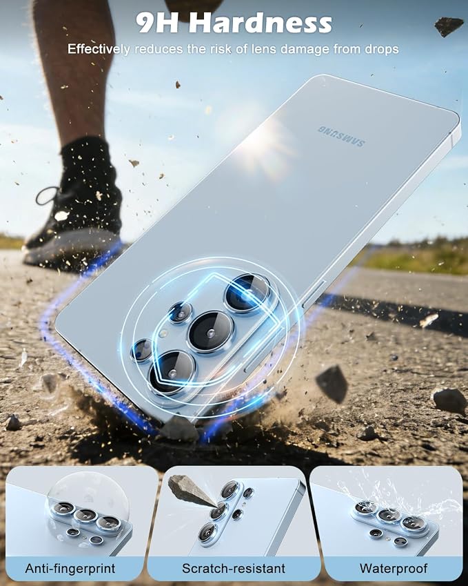 CloudValley for Samsung Galaxy S26 Ultra Camera Lens Protector | 9H Tempered Glass + Aluminum Alloy Lens Protective Ring Ultra-HD Individual Lens Cover,Blue - Image 4
