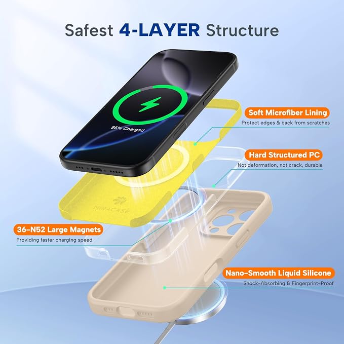miracase Magnetic for iPhone 16 Pro Max Case, [Soft Anti-Scratch Microfiber Lining], Compatible with MagSafe, Liquid Silicone Case Shockproof Drop Protection Phone Case for 16 ProMax,Sand | Compatible with MagSafe, Soft Microfiber Lining, Premium Silic... - Image 3