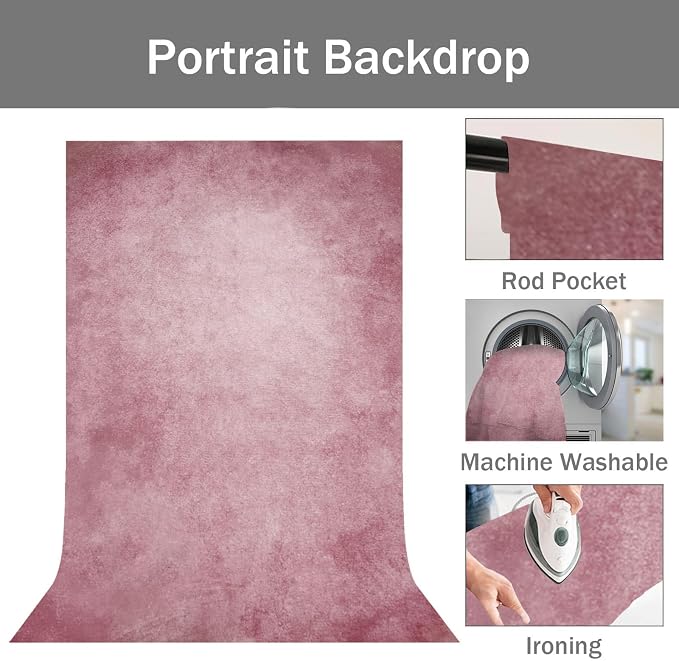 Pink Photography Backdrops for Photoshoot, Abstract Fabric 3x5ft | Vintage Studio Photo Backgrounds, Non Reflective, Easy to Use, for Portrait, Headshot, Product - Image 5