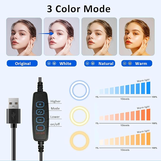 Desk Ring Light with Telescopic Stand, Travel Desktop Hola Light for Phone Selfie Laptop Zoom Video Calls Makeup Tiktok Reels Live Streaming - Image 3