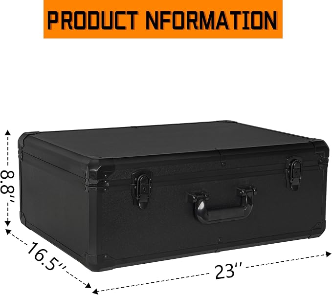 23 Inch Carrying Storage Case | Ideal for Microphone & Camera Gear Transportation, DJ Mixer Case with Customizable Pre-Diced Foam, 23 X 16.5 X 8.6 Inch - Image 7