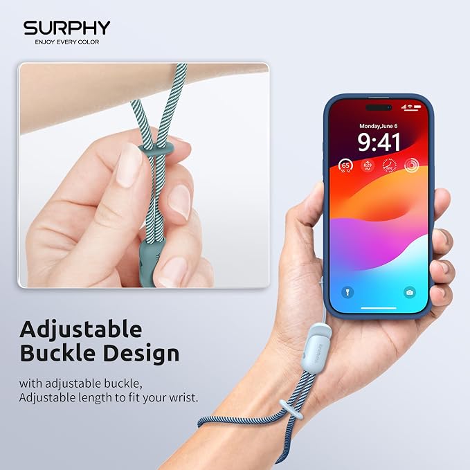SURPHY 2 Pack Phone Lanyard, Phone Wrist Strap for Case, Camera Wrist Strap | Ultra-Light 2-Color Braided Phone Strap, Cellphone Charm Strap, Anti-Lost Wrist Lanyard for Women and Men, Cloud Blue Green - Image 5
