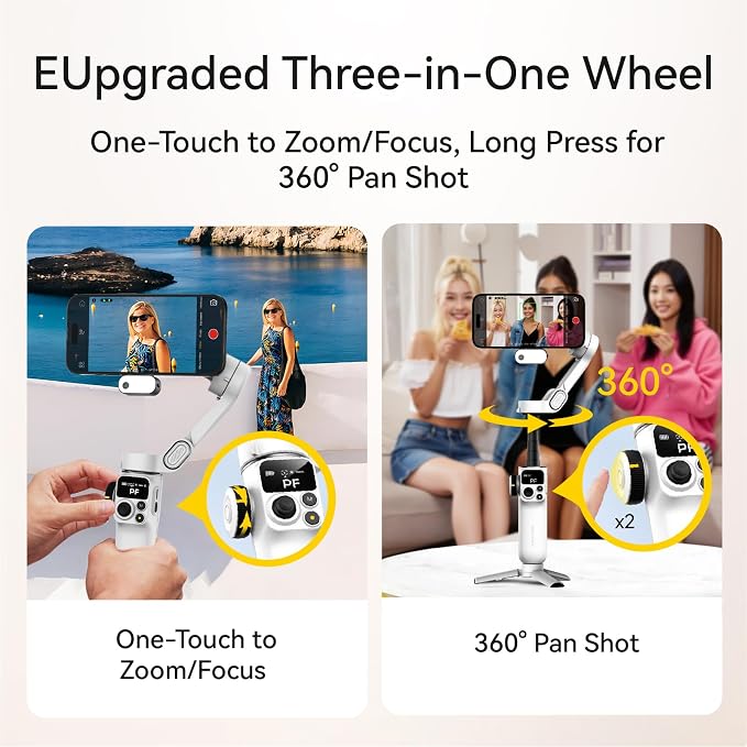 AOCHUAN 3-Axis Phone Gimbal for iPhone, Gimbal Stabilizer with AI Auto 360°Pan Tracking, Built-in Extension Rod, Fill Light, Quick Launch, Magnetic Phone Stabilizer for Video Recording-Smart P2 - Image 4