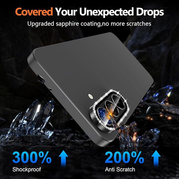 for Samsung Galaxy A37 Camera Lens Protector, Individual Metal Ring Tempered Glass Lens Cover, [Strong Adsorption] Scratch Resistant Ultra-Thin HD Clear Lens Cover, 1 Set-Black Diamond - Image 5