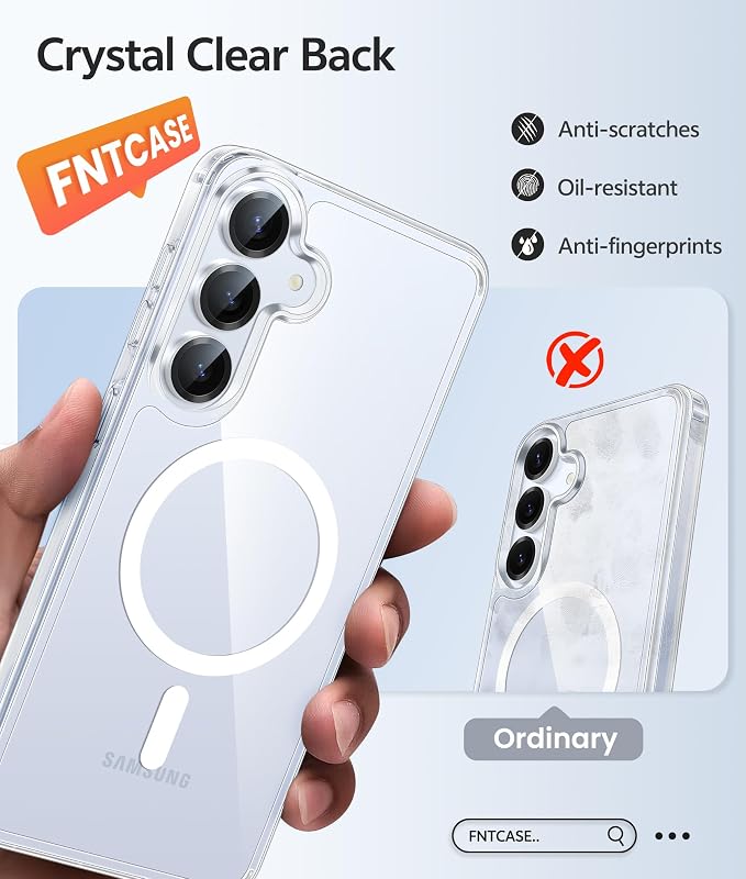 FNTCASE for Samsung Galaxy S25/S24 Plus Case Clear, Fit for Magsafe | Screen Protector, Anti Yellowing Magnetic Back, 14FT Military Grade Drop Protection, Shockproof Protective Phone Cover - Image 5