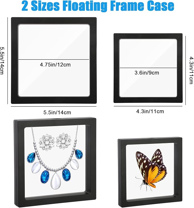 Linkstyle 10PCS Challenge Coins Display Stand Holder, 3D Floating Frame Transparent PE Floating Display Case, Jewelry Storage Box Suspension Frame for Medal, Medallion, Stamps - Image 2