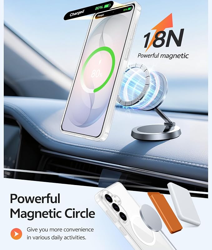 FNTCASE for Samsung Galaxy S26 Case, Fit for Magsafe, with Screen Protector | Clear Anti Yellowing Magnetic Back, 14FT Military Grade Drop Protection, Shockproof Protective Phone Cover, Transparent - Image 3