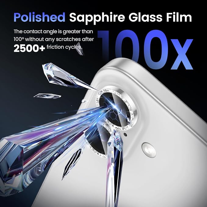 Tensea for iPhone 16/16 Plus Camera Lens Protector Bling, Camera Cover | 9H Tempered Glass Camera Screen Protector, Metal Individual Ring for iPhone16 6.1inch/ 16Plus 6.7inch, HD Clear, Easy Install - Image 6