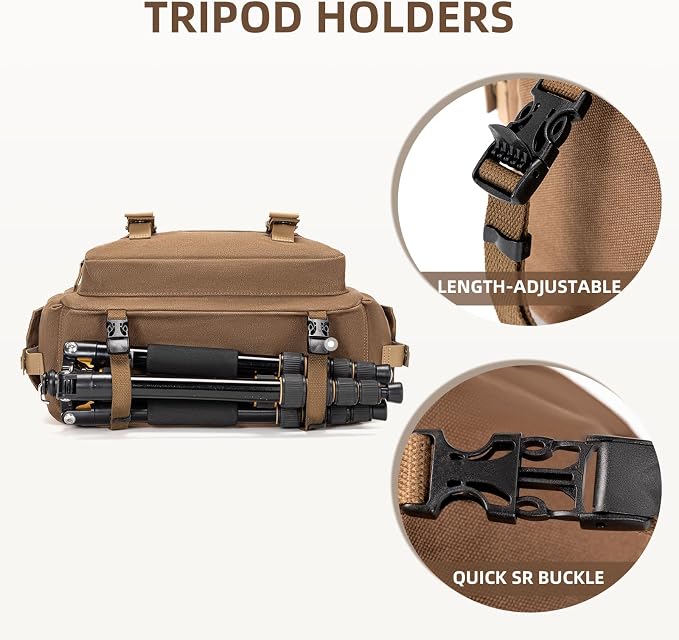CADeN Camera Bag Case Canvas Compatible for Nikon, Canon, Sony DSLR/SLR Mirrorless Camera with Tripod Holder, Camera Shoulder Messenger Bag for Men/Women (1.0 Brown) - Image 6