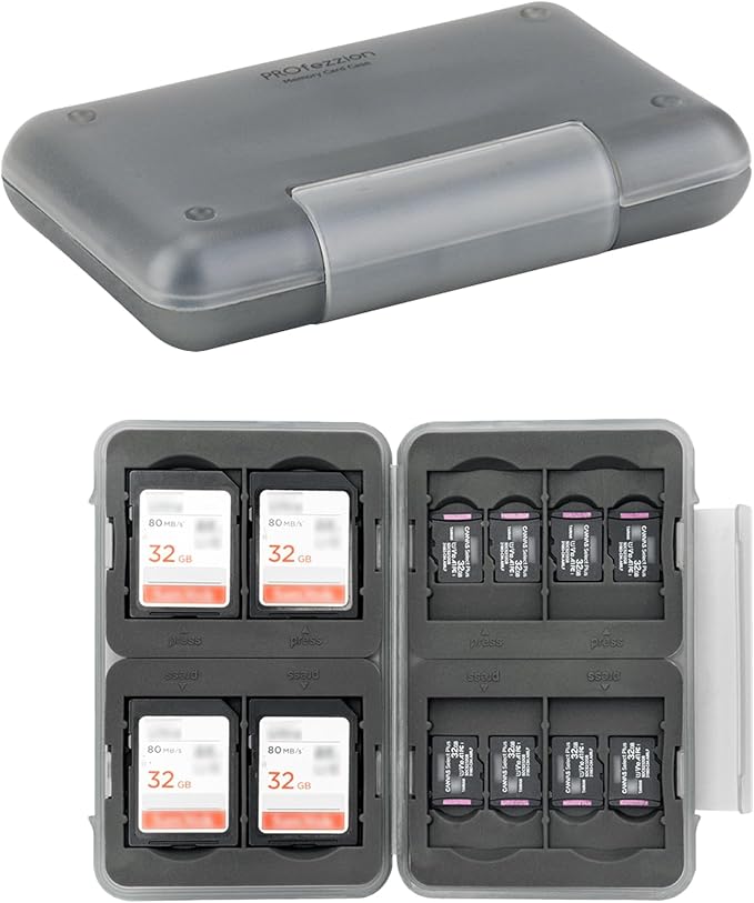 PROfezzion Memory Card Case Holder for 16 Micro SD Memory & 8 SD/SDXC/SDHC by PROfezzion
