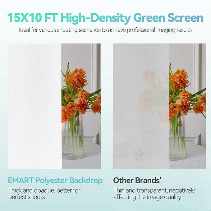 EMART Heavy Duty Photo Backdrop Stand Kit 10 x 10 FT with White Backdrop | Background Stand Backdrop-White, 6Clamps, 2Sandbags for Photography Studio, Video Recording, Live Stream, Zoom, Portrait, Pet - Image 5