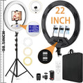 MACTREM Large 22" Ring Light for iPad iPhone with 75" Tripod Stand Barber | LCD Display,2 Usb Ports, Fits Ipad/Tablet 12.9", 2600k-6500k Color Temperature, for Barber/Tattoo Tiktok Video Recording Vlog by MACTREM
