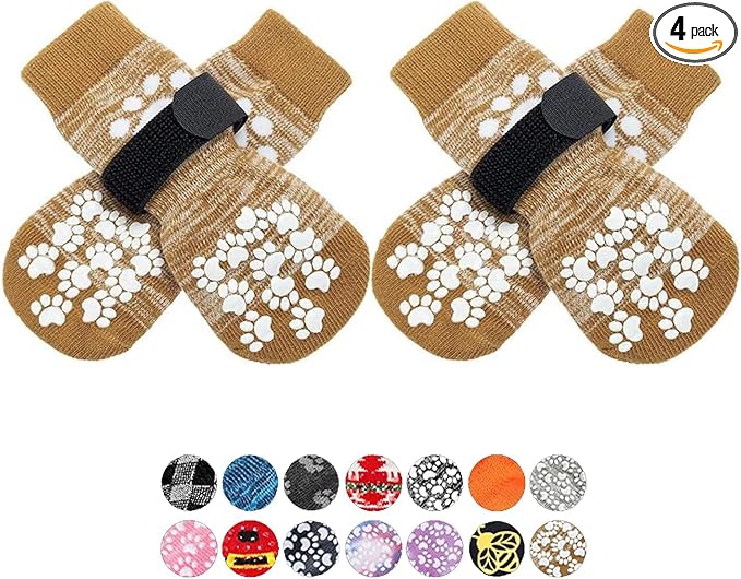 EXPAWLORER Anti Slip Dog Socks to Prevent Licking Paws, Dog Shoes for Hot Pavement, Dog Booties for Small Medium Large Senior Dogs, Traction Control Boots & Paw Protectors for Hardwood Floors by EXPAWLORER