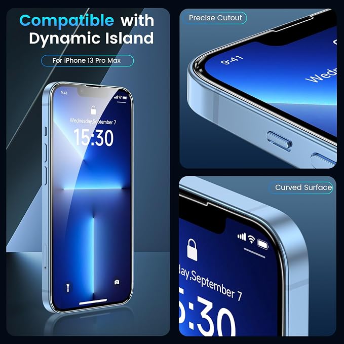 Fotbor for [3+3 Pack] iPhone 13 Pro Max Screen Protector with Camera Lens Protector, 9H Tempered Glass Case Friendly Film with Easy Installation Kit 6.7'' - Image 4