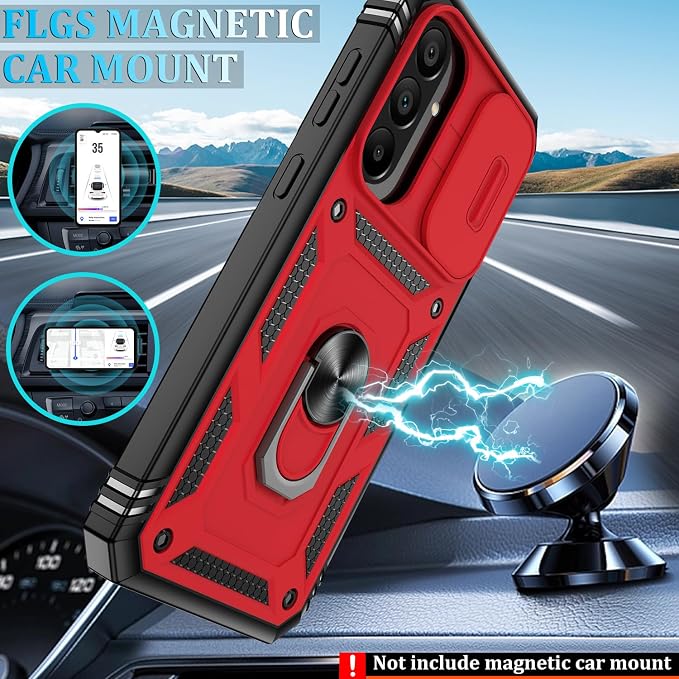 Gritup for Samsung A36 Phone Case: Samsung Galaxy A36 Case with Screen Protector*2 | Magnetic Stand & Slide Camera Cover, Shock Proof Military-Grade para A 36 Cover, Red+Black - Image 6