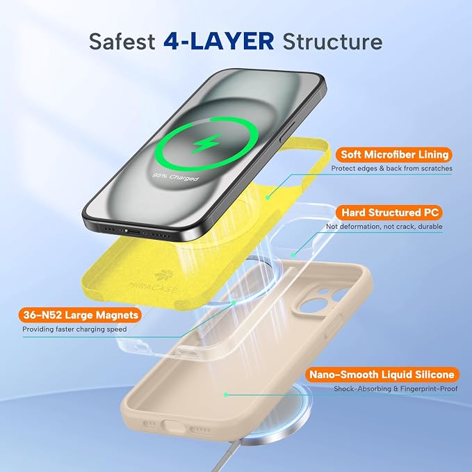miracase Compatible with iPhone 15 Case, [Soft Anti-Scratch Microfiber Lining], Liquid Silicone Case Gel Rubber Shockproof Drop Protection Phone Case for iPhone 15, Sand - Image 3