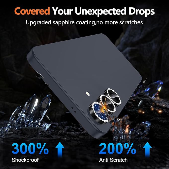 for Samsung Galaxy S25 Plus Camera Lens Protector, Individual Metal Ring Tempered Glass Lens Cover, [Strong Adsorption] Scratch Resistant Ultra-Thin HD Clear Lens Cover, 1 Set-Black Diamond - Image 5
