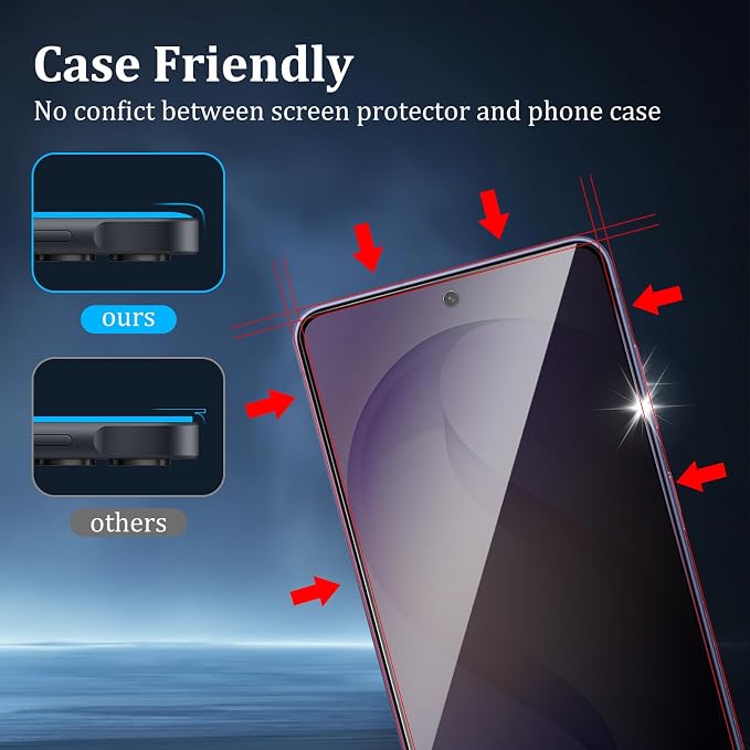 2 Pack Privacy Screen Protector for Samsung Galaxy S26, Tempered Glass Film, 9H Hardness, Anti-Scratch, Premium HD Clarity, Case Friendly, Easy Installation - Image 3