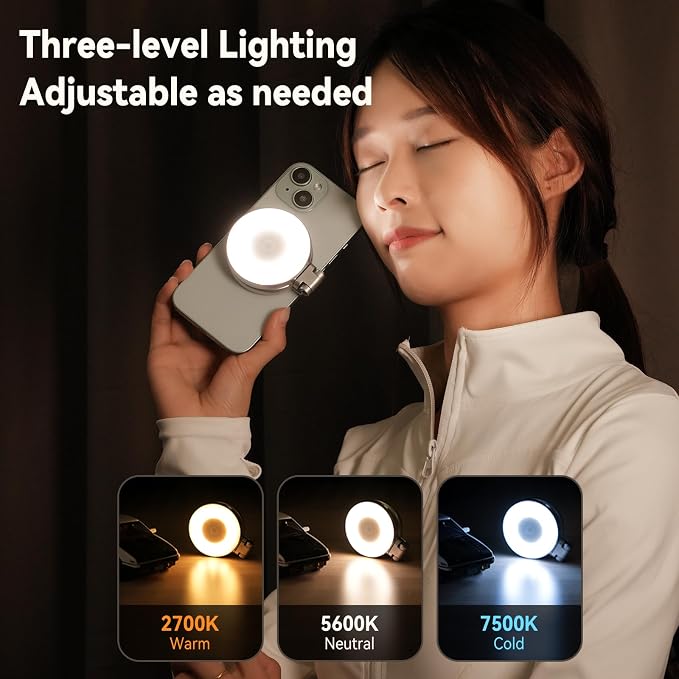 AFAITH C03 Magnetic Selfie Ring Light, Phone Light Compatible with iPhone Magsafe, CRI97 360° LED Selfie Ring Fill Light with Mirror for Selfies/Photography/TikTok/Zoom Calls/Video Conference - Image 5