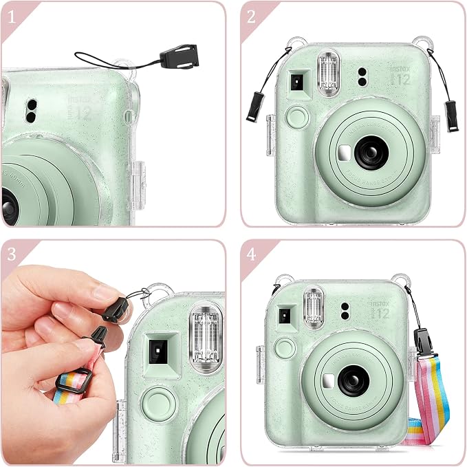 Fintie Protective Case for Fujifilm Instax Mini 12 Instant Camera - Crystal Hard Shell Cover with Upgraded Film Pocket for Storing Photos & Removable Shoulder Strap | Crystal Hard Shell Cover, Back Films Pocket, Adjustable Shoulder Strap, Scratch Pesis... - Image 9