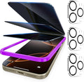 Fotbor [3+3 Pack Privacy Screen Protector for iPhone 16 Pro, 26° Anti-Spy & Blue Light Filter Tempered Glass with 3 Camera Lens Protectors, 3X Reinforced, Easy Alignment by Fotbor