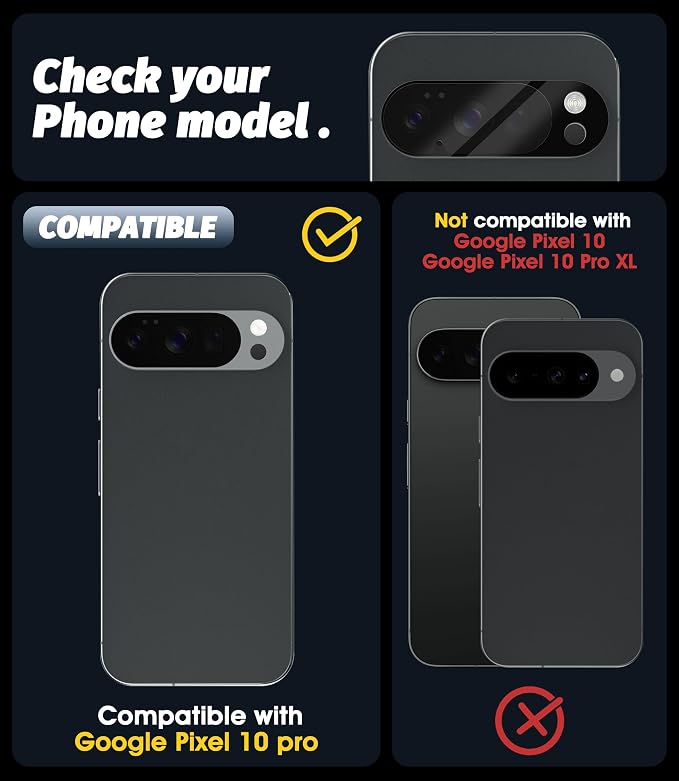 Orzero (5 Pack) Camera Lens Protector for Google Pixel 10 Pro, Protector de Cámera Tempered Glass 9H Precise Camera Cutouts Anti-Scratch Does Not Affect Night Shots and Flash - Image 2