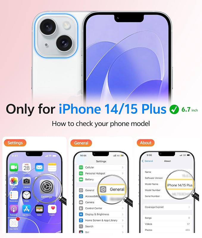 FNTCASE for iPhone 15/14 Plus Case, Fit for Magsafe, Screen Protector | Translucent Matte Magnetic Back, 14FT Military Grade Drop Protection, Shockproof Protective Phone Cover, Light Purple - Image 2