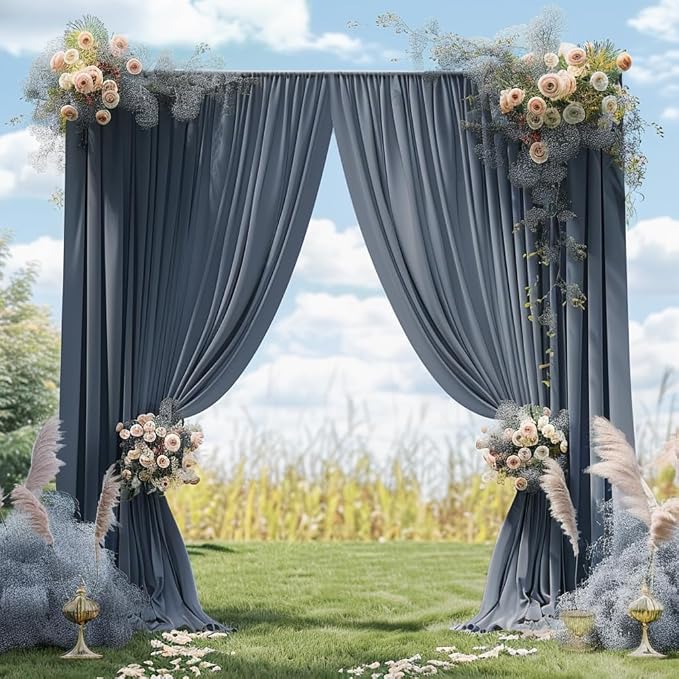 10ft x 10ft Wrinkle Free Charcoal Backdrop Curtains for Parties, Polyester Photo Backdrop Drapes 2 Panels 5x10ft for Wedding Birthday Party Photography Background Backdrop Stand - Image 3