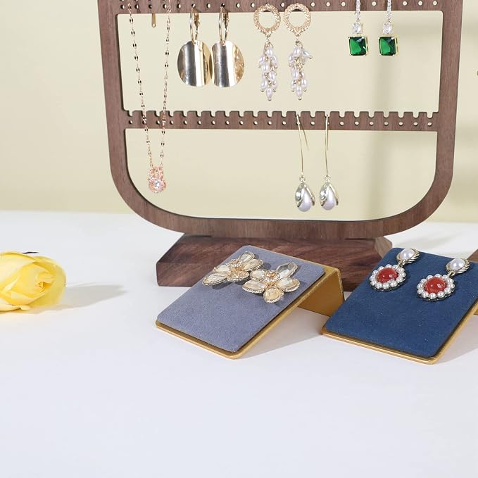 Velvet earrings holder for girls, Grey earring organizer board, Gold earring stand display for selling【Grey】 - Image 9