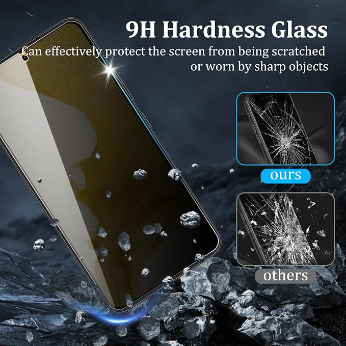 2+2 Pack Privacy Screen Protector for Samsung Galaxy S22 | With Camera Lens Protectors, 9H Tempered Glass, Anti-Spy, Case Friendly, Easy Installation - Image 4