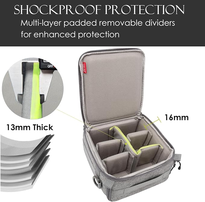 Mini SLR Camera Insert Bag,Shockproof &Pressure-proof Dual Opening Camera Lens Cube Case Bag,Digital DSLR SLR Mirrorless Cameras Accessories Storage Pouch Compatible for Canon,Sony,Fuji (XXXS) - Image 6