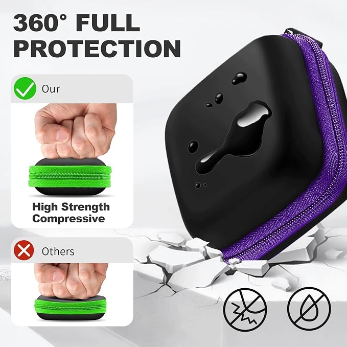 2Pack Square Earbud Case Portable EVA Carrying Case Storage Bag Cell Phone Accessories Organizer with Carabiner for Earphone, Earbud, Earpieces, SD Memory Card, Camera Chips-Purple/Green - Image 4