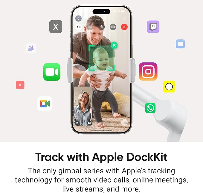 Insta360 Flow 2 Pro Vlog Bundle White - Foldable AI Phone Gimbal, Track in 200+ Apps with Apple DockKit, 360º Pan Tracking, Built-in Tripod/Selfie Stick, Remote Control, Spotlight/Backpack Mount - Image 3