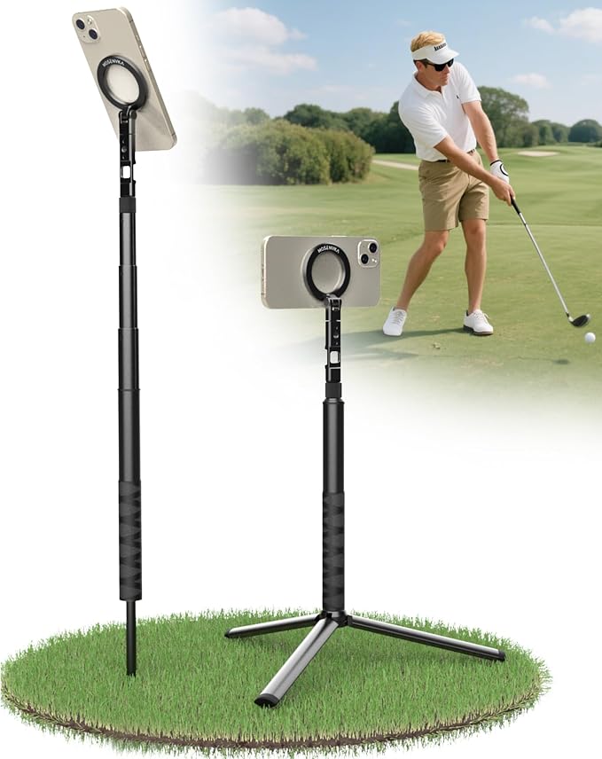 MOSENVKA Magnetic Golf Tripod & Monopod Phone Holder Swing Recording | Adjustable Golf Selfie Stick Tripod Ground Mount to Record Golf Swing Training Aid Compatible with iPhone Android by MOSENVKA