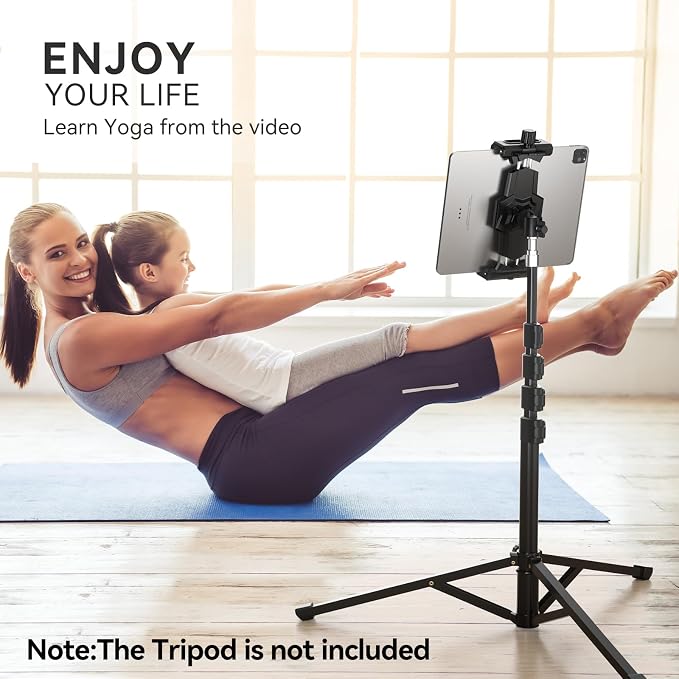 KDD iPad and Phone Tripod Mount Adapter with Ball Head, iPad Holder for Tripod, 360 Rotatable Tablet Clamp Mount fits iPad Pro 12.9, Air Mini 3 4, Galaxy Tab, Surface Pro, Selfie Stick(5.3-10.6") - Image 6