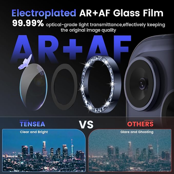 Tensea Camera Lens Protector Compatible for iPhone 17 Pro Max/17 Pro | Metal Aluminum Alloy Tempered Glass Cover Bling Camera Screen Protector Accessories, Case Friendly - Image 3