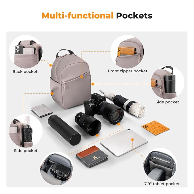 K&F CONCEPT Camera Sling Bag, Compact Crossbody Bag for DSLR Mirrorless | Lightweight Fabric, with Tripod Holder, Quick Access & Custom Dividers, Men & Women, for Sony Canon Nikon, Gray Pink, BS06 - Image 3