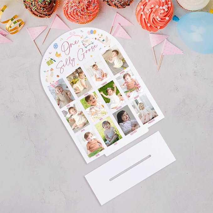 My First Year Photo Board Baby Milestone Signs One Year of Baby Photo Board, Best Babies Keepsake 10x14 Inches Acrylic Sign Decor Fits 2" x 3" Photo A07 - Image 6
