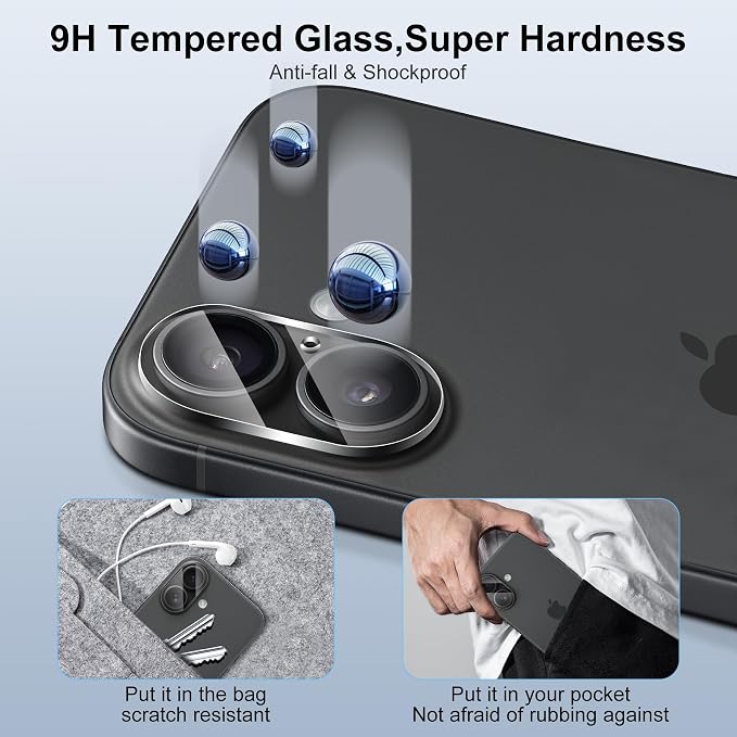 Camera Lens Protector (3 Pack) Compatible with iPhone 16 6.1" & iPhone 16 Plus 6.7" Camera Lens Cover Protection, 9H Tempered Glass, HD Clear Anti-Scratch [Night Shooting Mode] - Image 2