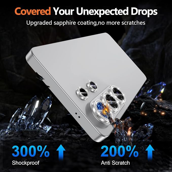 for Samsung Galaxy S26 Ultra Camera Lens Protector, Individual Metal Ring Tempered Glass Lens Cover, [Strong Adsorption] Scratch Resistant Ultra-Thin HD Clear Lens Cover, 1 Set-Gray Sparkly - Image 5