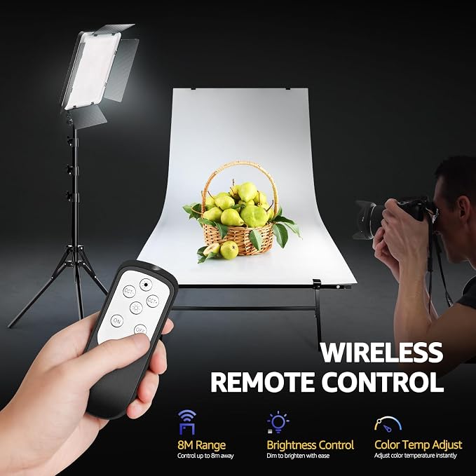 NiceVeedi 36W Photography Lighting, Bi-Color Studio Light, CRI 95+, Dimmable AC Adapter Powered LED Video Light Kit with Remote Control & 72” Tripod, Light for Video Recording/YouTube/TikTok/Ins - Image 6