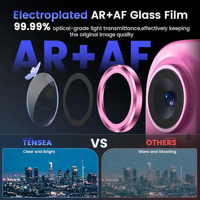 Tensea for iPhone 16/16 Plus Camera Lens Protector, Camera Cover | 9H Tempered Glass Camera Screen Protector, Metal Individual Ring for iPhone16 6.1inch/ 16Plus 6.7inch, HD Clear, Easy Install - Image 3
