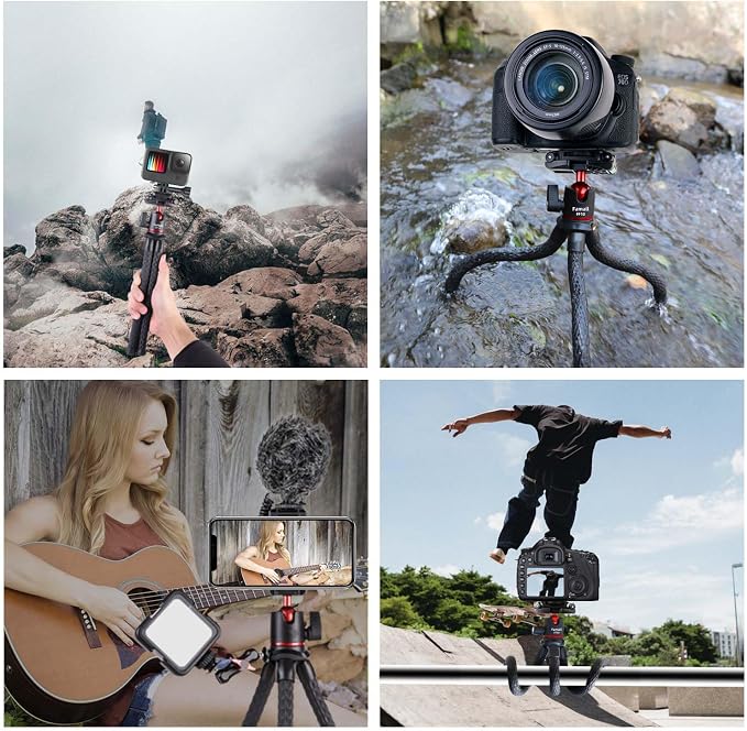 Mini Flexible Tripod with Remote for Phone & Camera | Flexible Octopus Legs, Bluetooth Remote, 1/4" Screw & Cold Shoe, Hidden Phone Holder, GoPro Adapter for Action Cam - Image 8