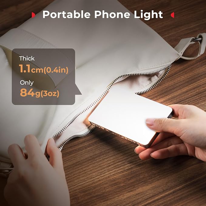 SmallRig M3 Magnetic Selfie Phone Light with Clip, Portable Light | 2000mAh, 120 LEDs, 2700K-6500K, for Content Creators Video Recording, for iPhone/Laptop/Camera/Webcam (Ink Blue) - 5505 - Image 7